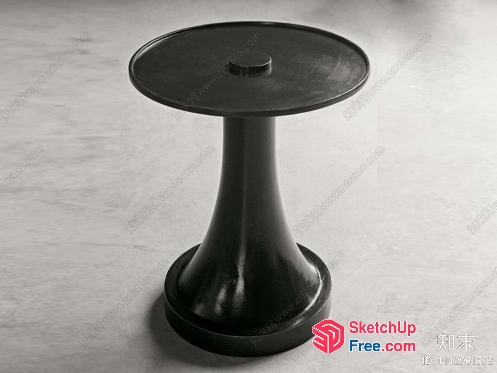 Black Stool With Circular Seat And Pedestal Base 3D SketchUp File