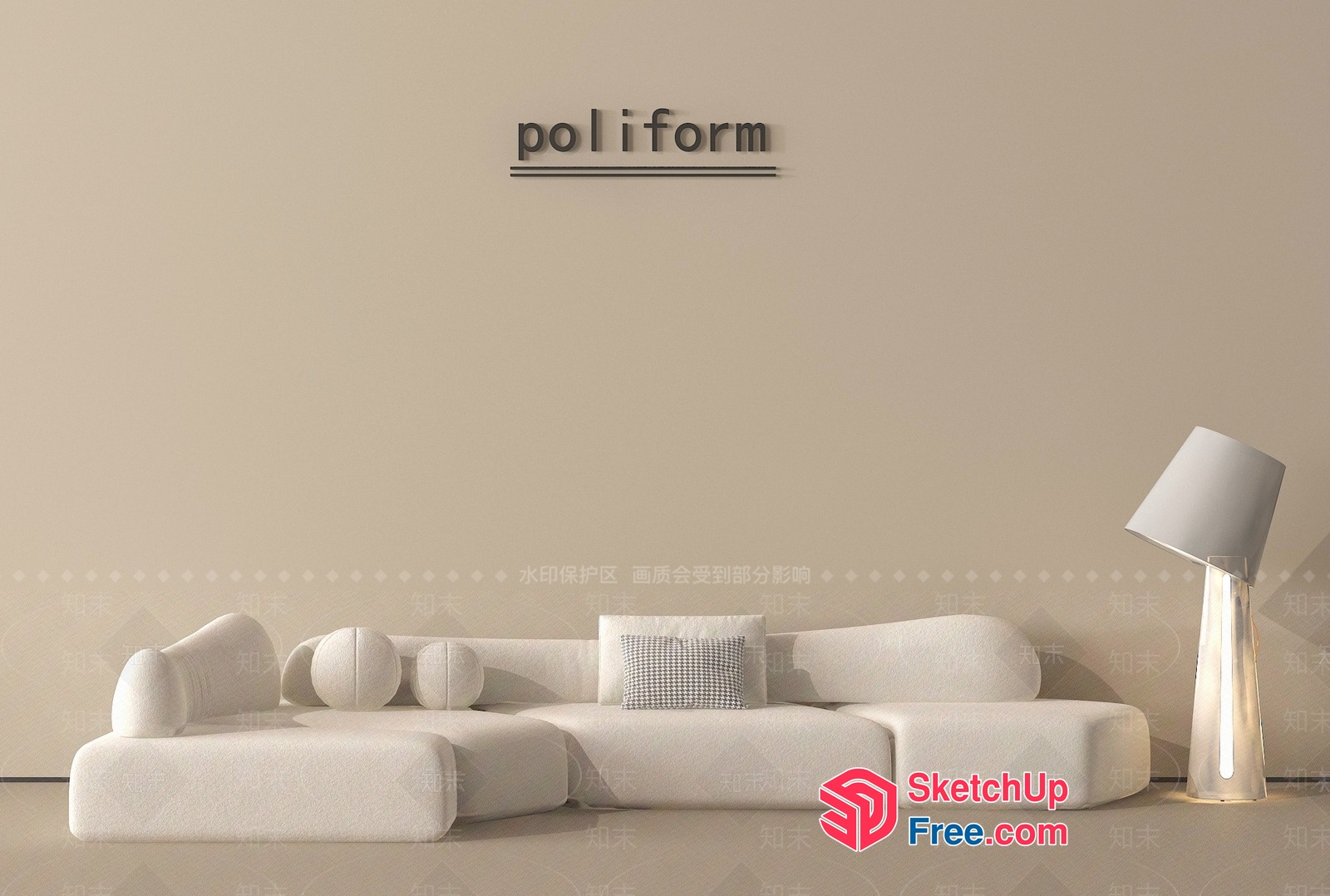 Poliform Sofa And Lamp Combination 3D SketchUp File