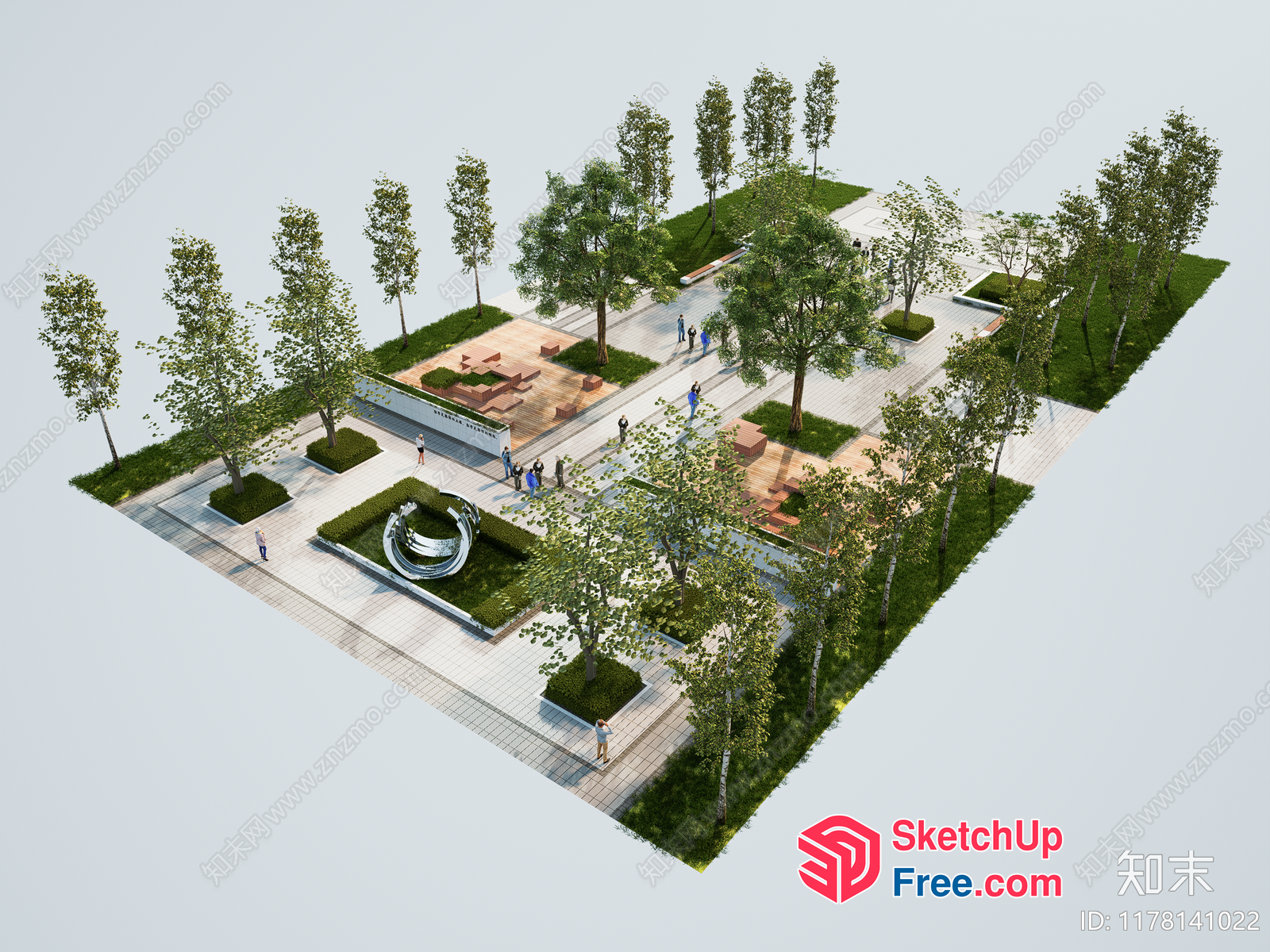 Modern Urban Park With Unique Architectural Features 3D SketchUp File
