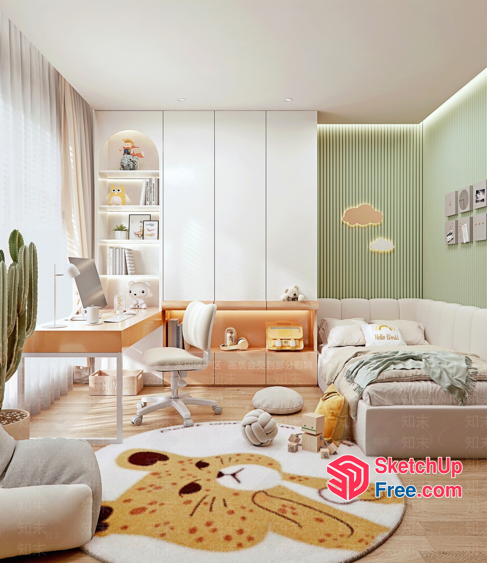 Cozy Pastel-Hued Children'S Room With Playful Animal Decor 3D SketchUp File