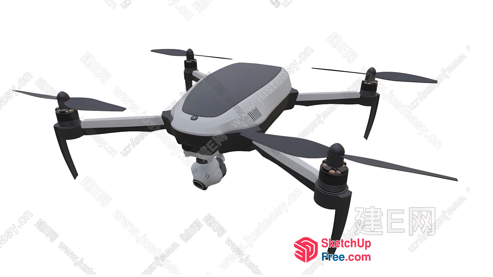 White And Black Drone With Camera 3D SketchUp File