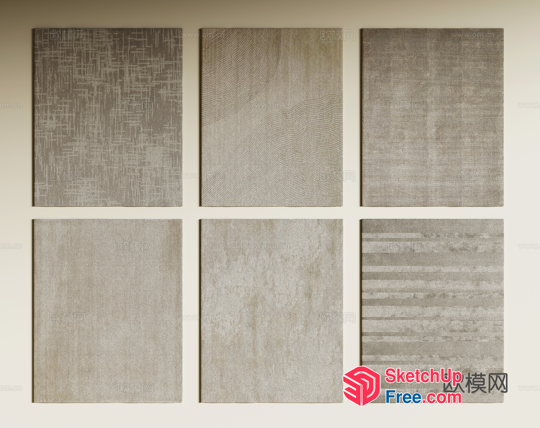 Light Grey Textured Panels 3D SketchUp File