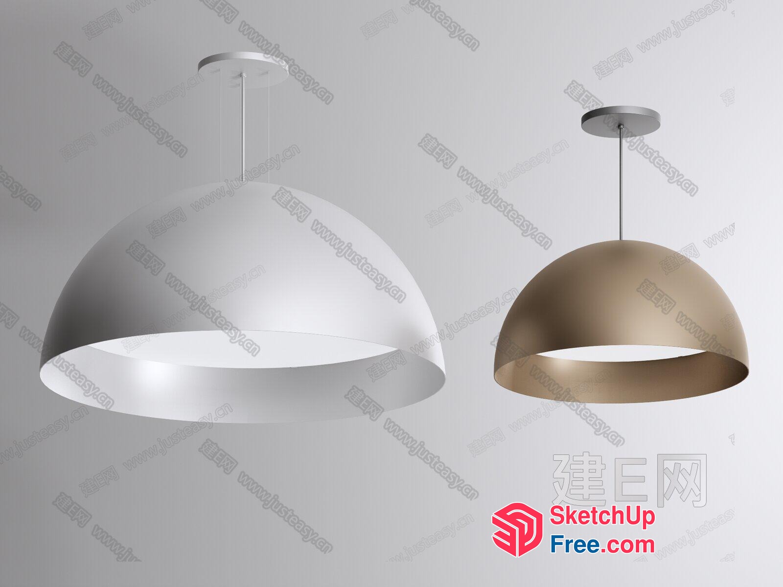 Modern Pendant Lamps With Sleek Metal Shades 3D SketchUp File