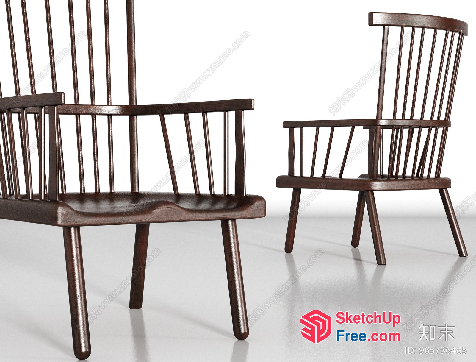 Wooden Chairs With Spindle Backs And Legs 3D SketchUp File