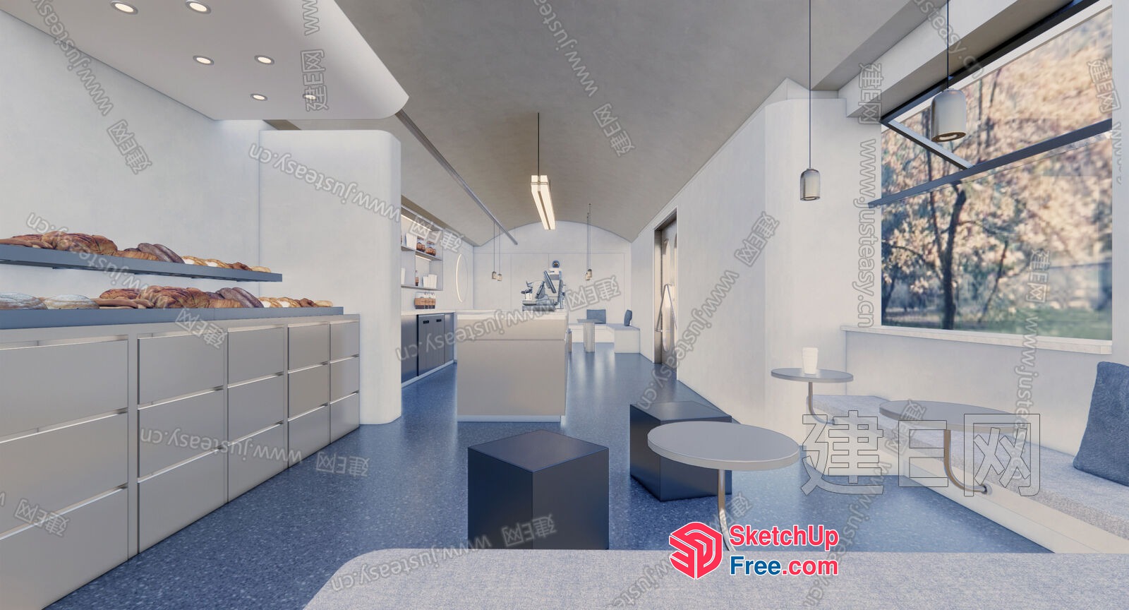 Modern Minimalist Bakery Interior 3D SketchUp File
