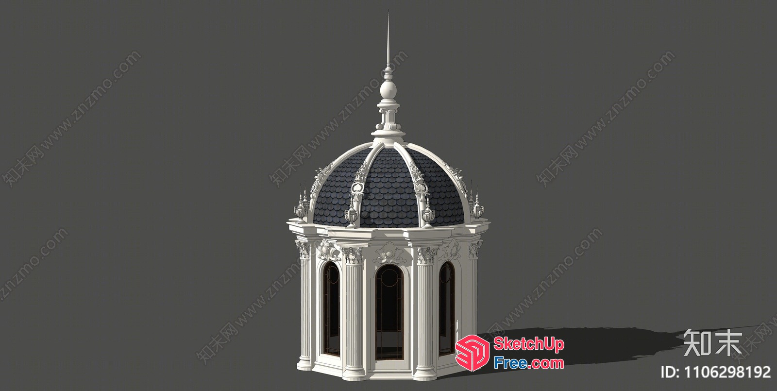 Ornate Roofed Structure With Pillars And Arches 3D SketchUp File