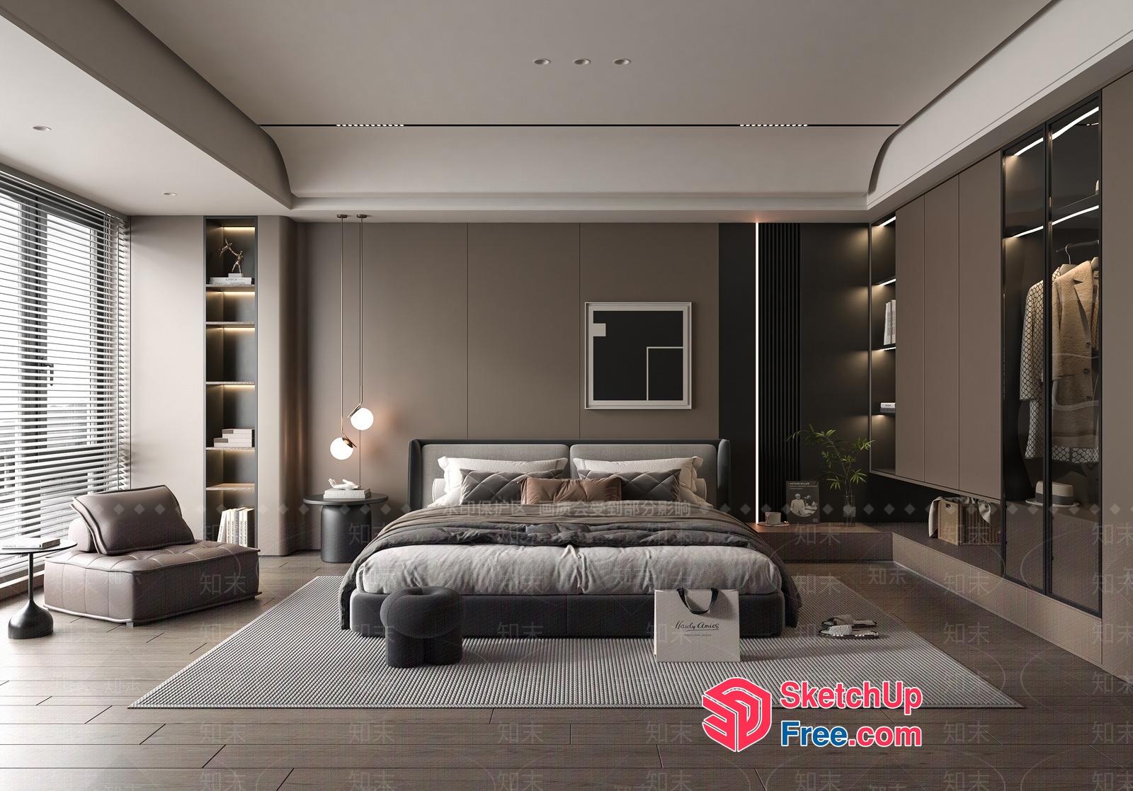 Modern Bedroom Interior With Neutral Tones And Natural Light 3D SketchUp File