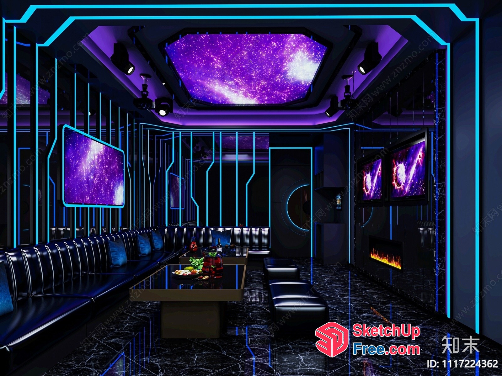 Futuristic Space-Themed Karaoke Room 3D SketchUp File
