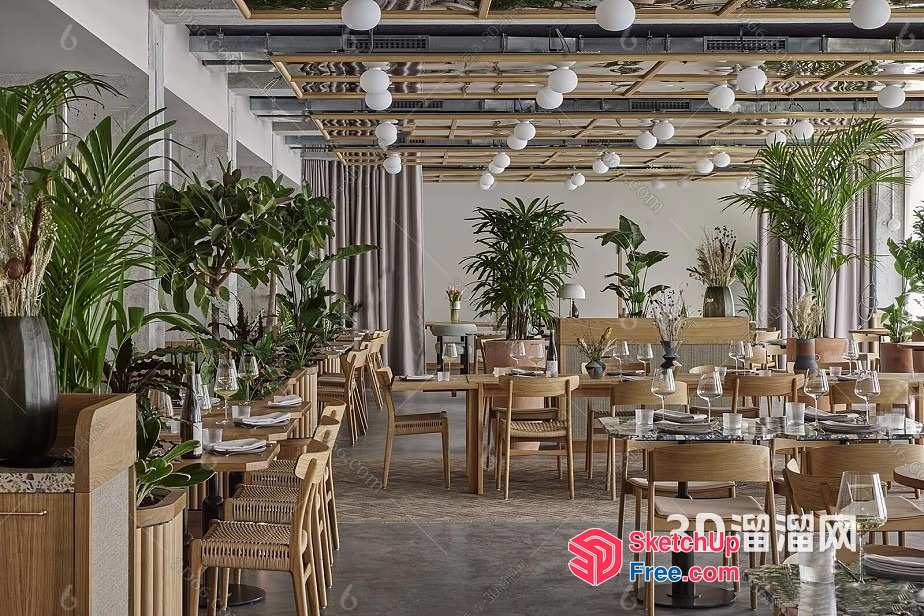Modern Dining Room With Natural Elements 3D SketchUp File
