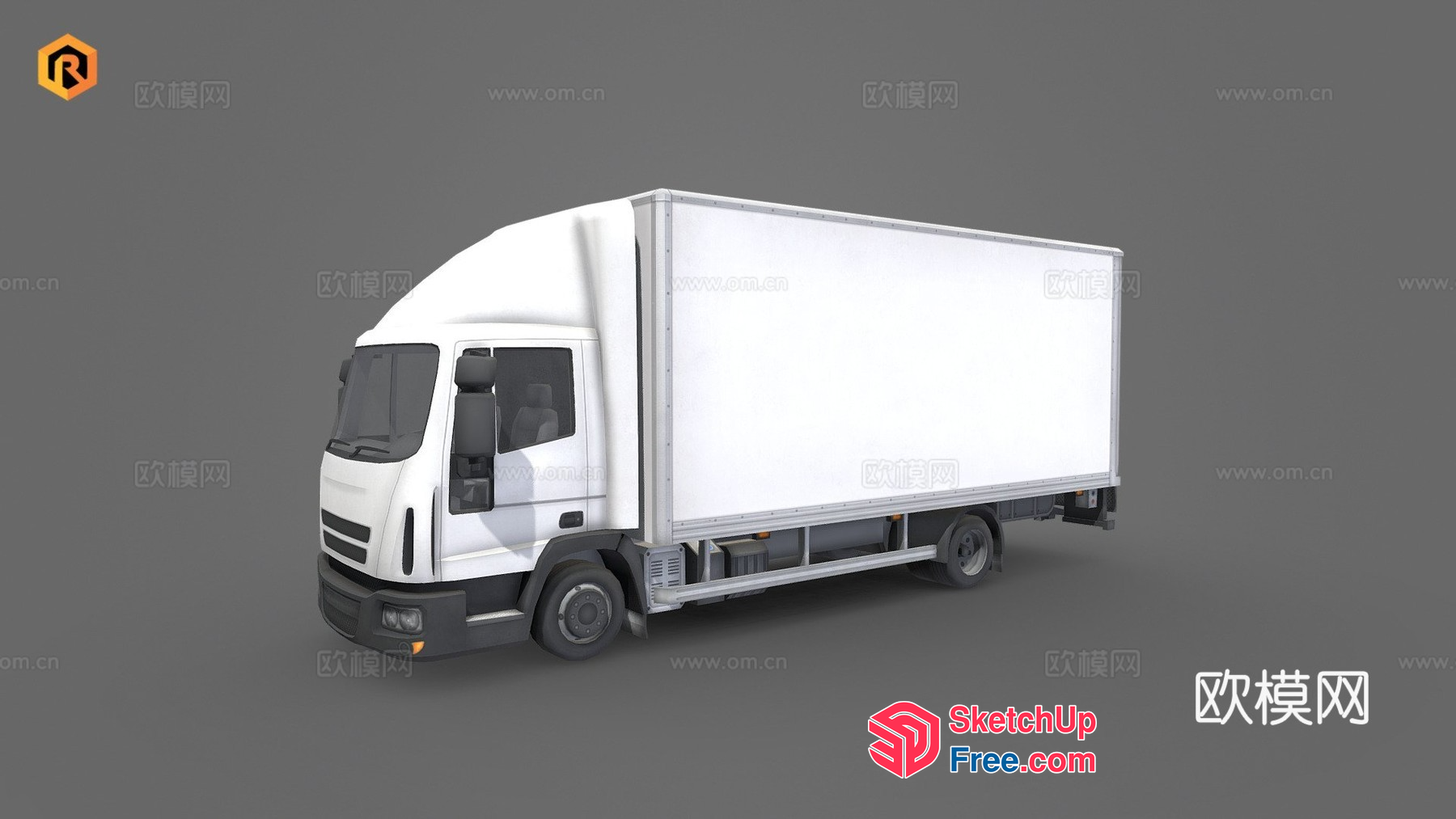 White Truck With Gray Background 3D SketchUp File
