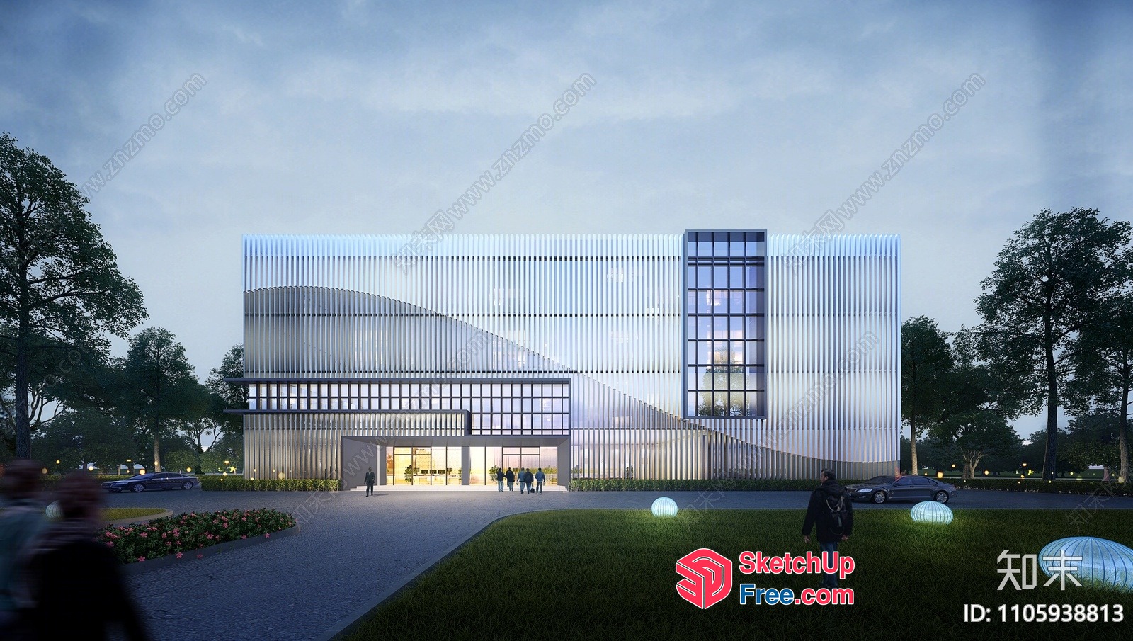 Modern Commercial Building Exterior 3D SketchUp File