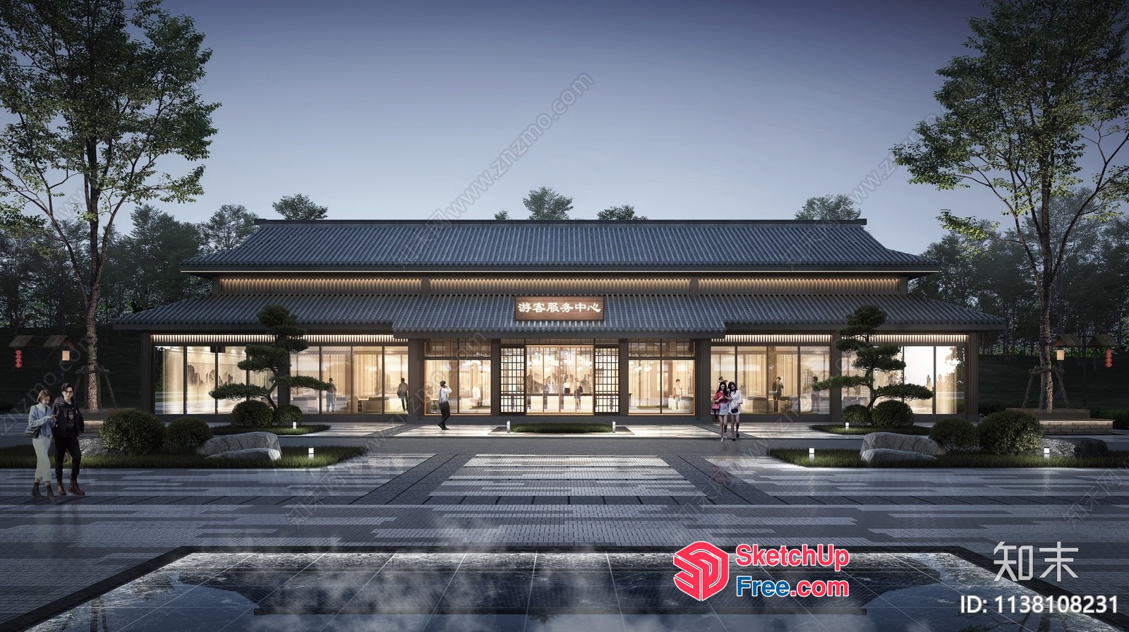Traditional Japanese Style Building With Modern Elements 3D SketchUp File