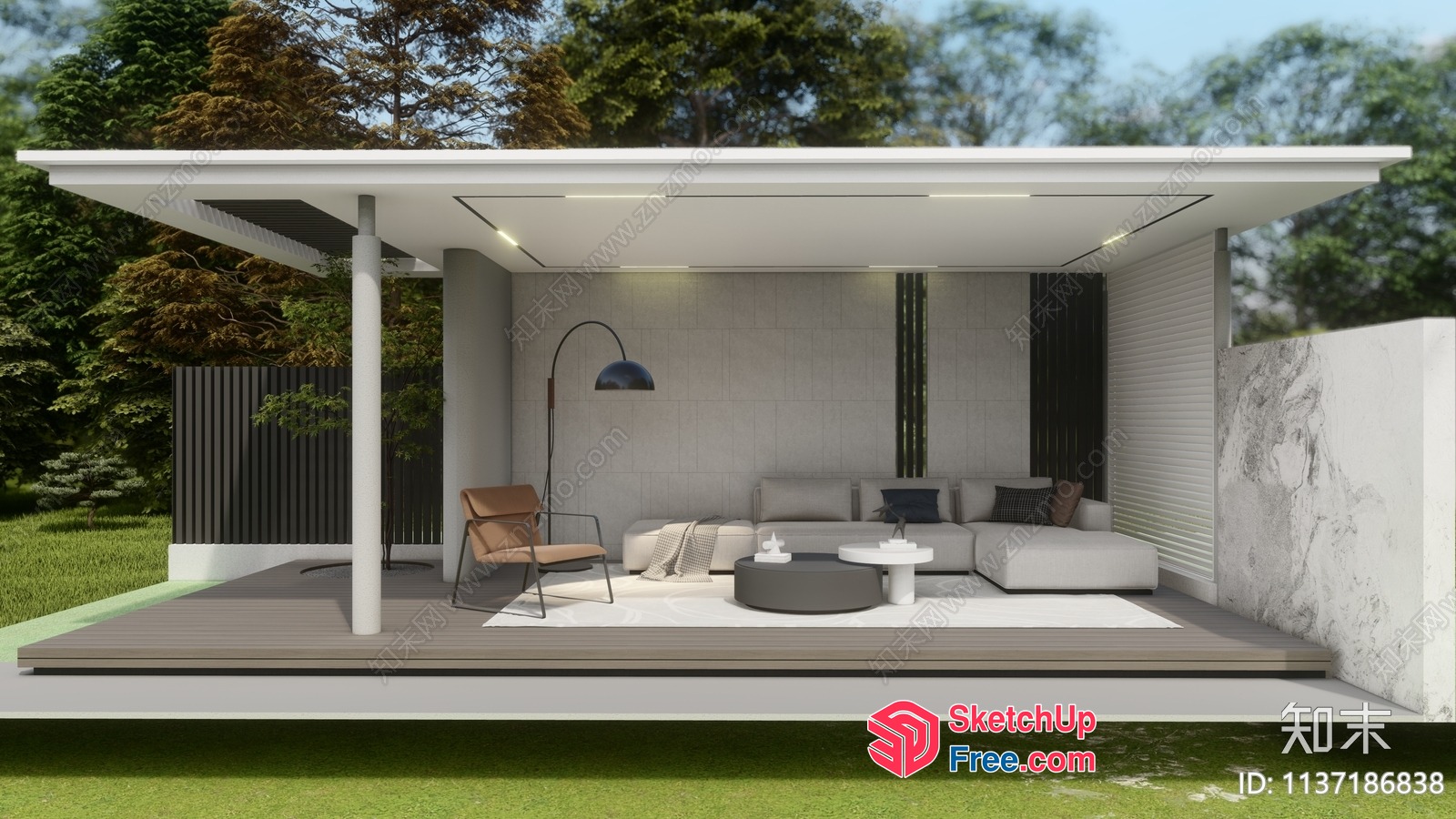 Modern Minimalist Outdoor Living Space With Sleek Furniture 3D SketchUp File