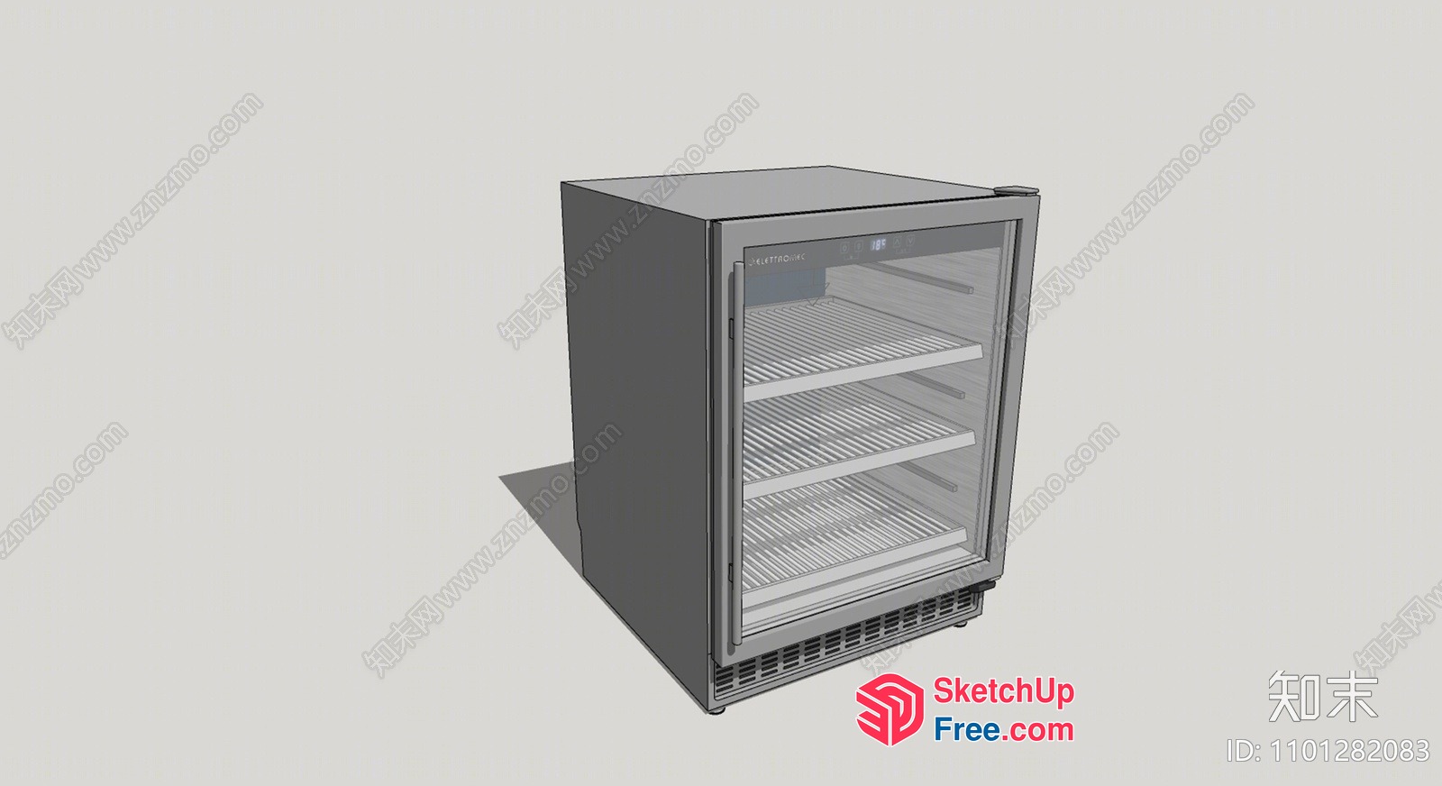 Compact Refrigerator With Glass Door And Multiple Shelves 3D SketchUp File