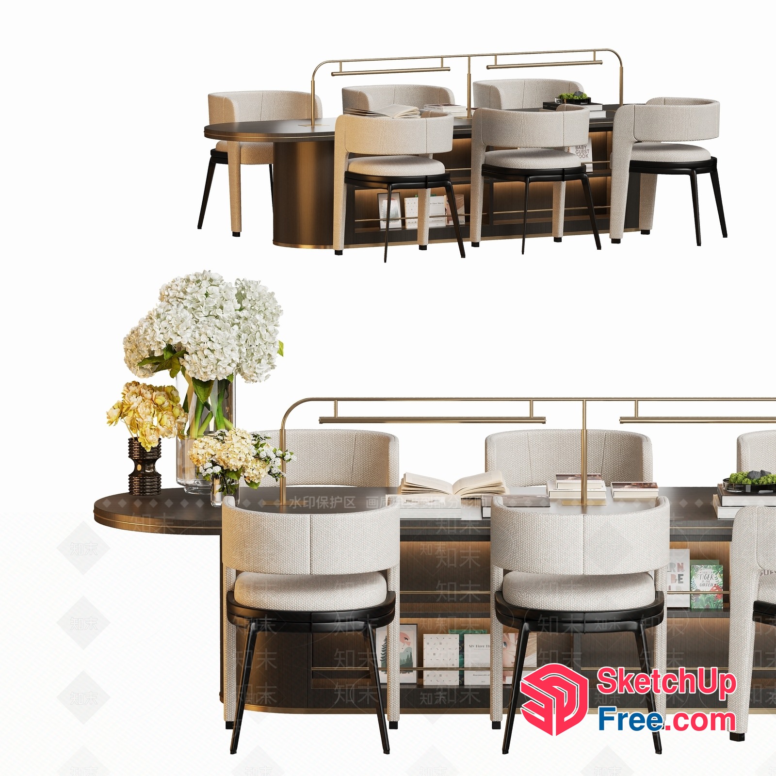 Elegant Modern Dining Room Set 3D SketchUp File