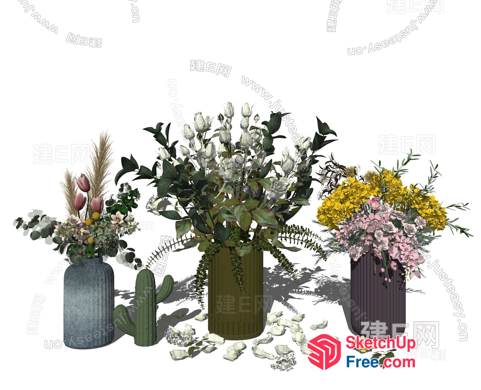 Beautifully Arranged Flowers In Vases 3D SketchUp File