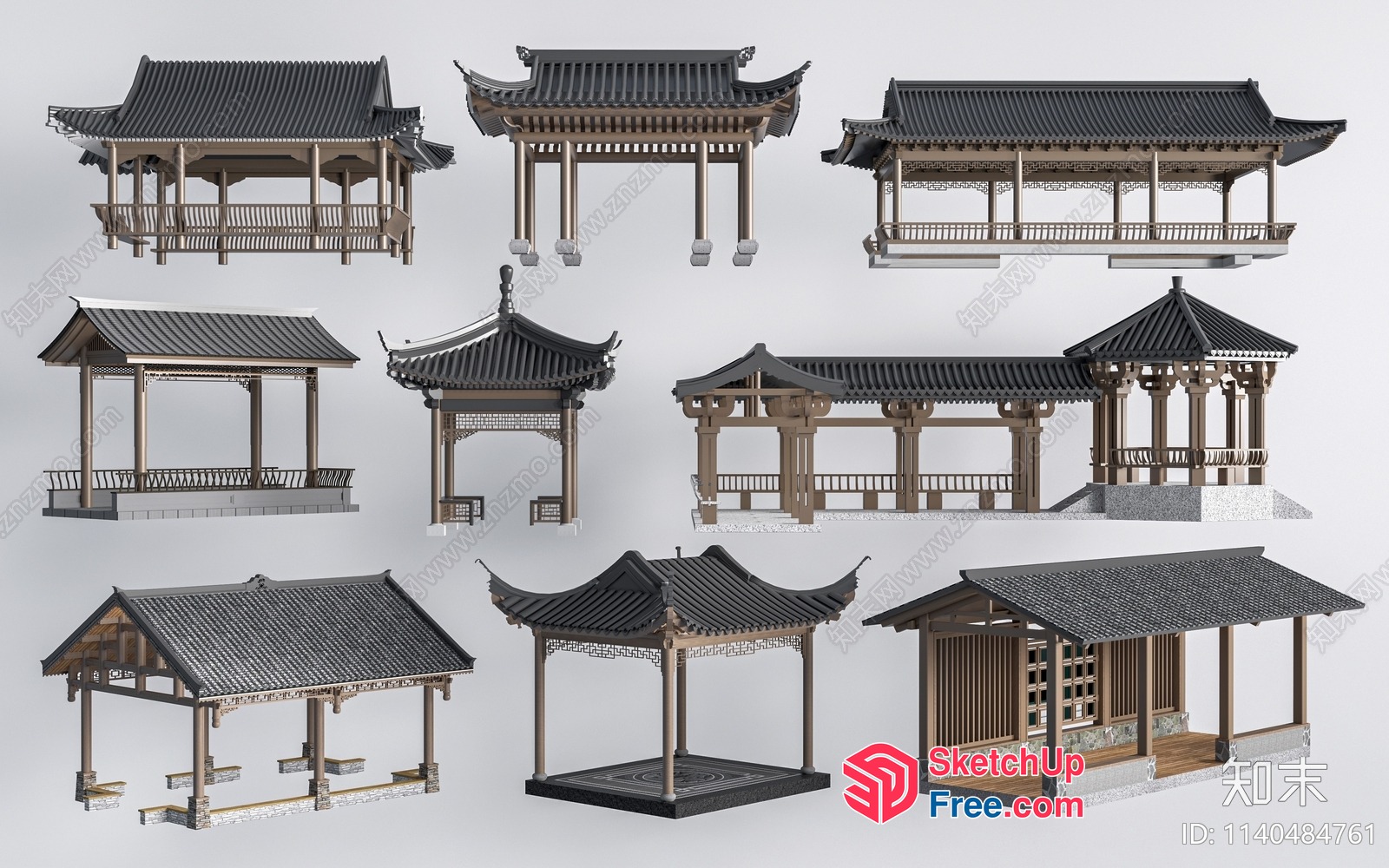 Traditional Asian Pavilion Structures 3D SketchUp File