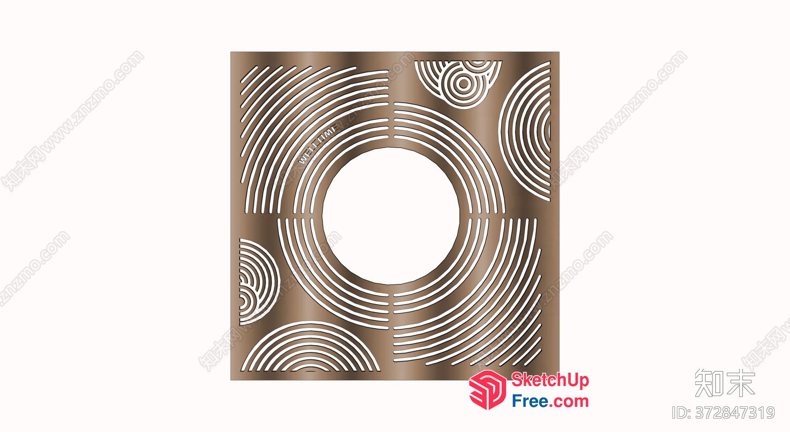 Circular Design With Radiating Lines And Circle In Center 3D SketchUp File
