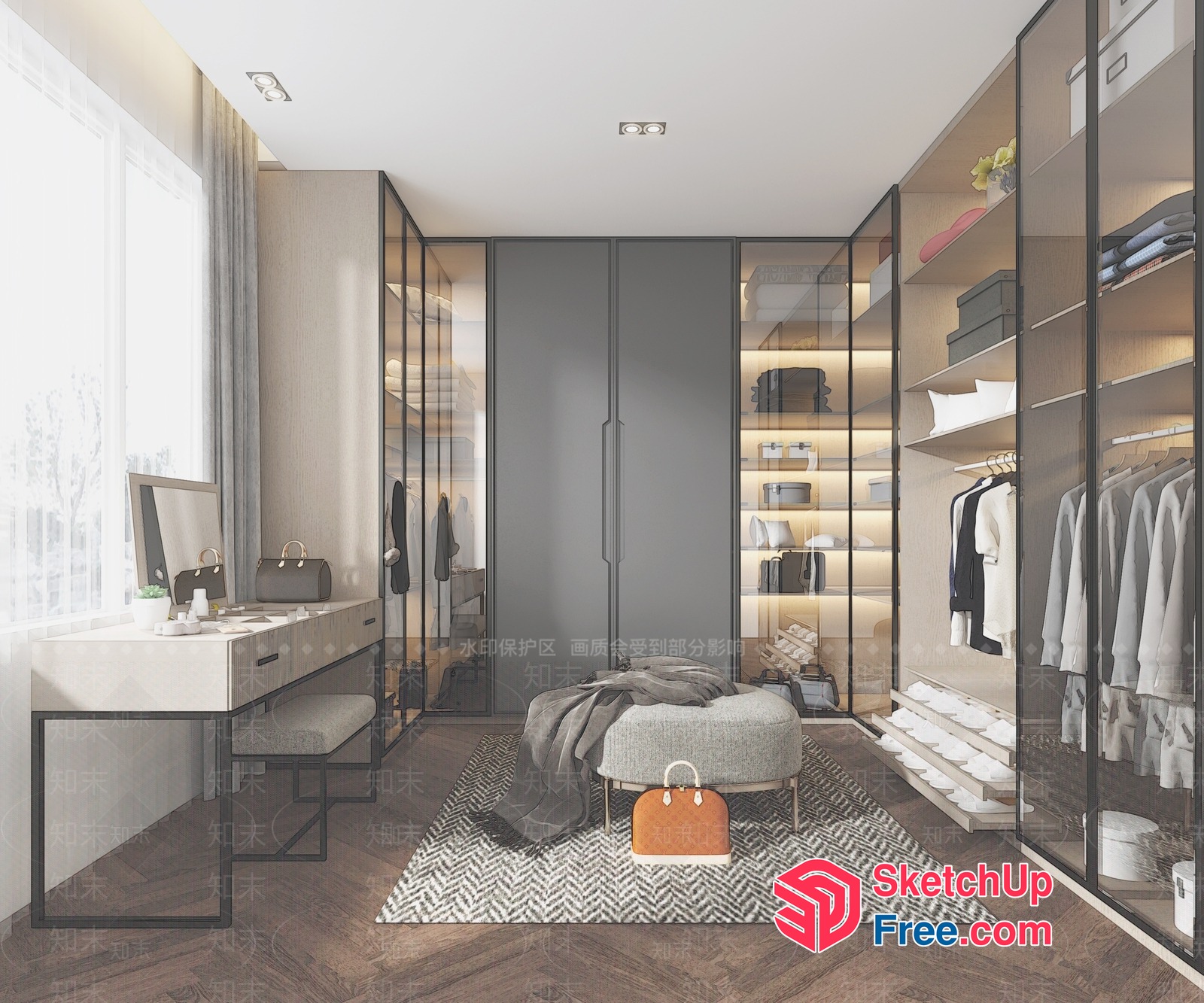 Modern Minimalist Wardrobe Closet Interior Design 3D SketchUp File