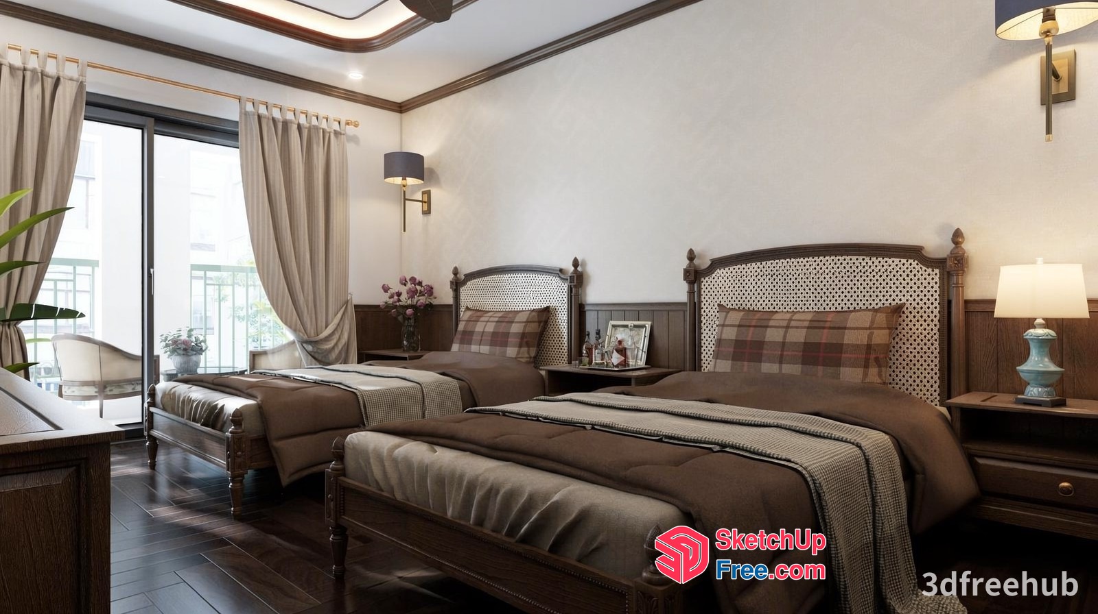 Classic European Style Bedroom With Elegant Furniture 3D SketchUp File