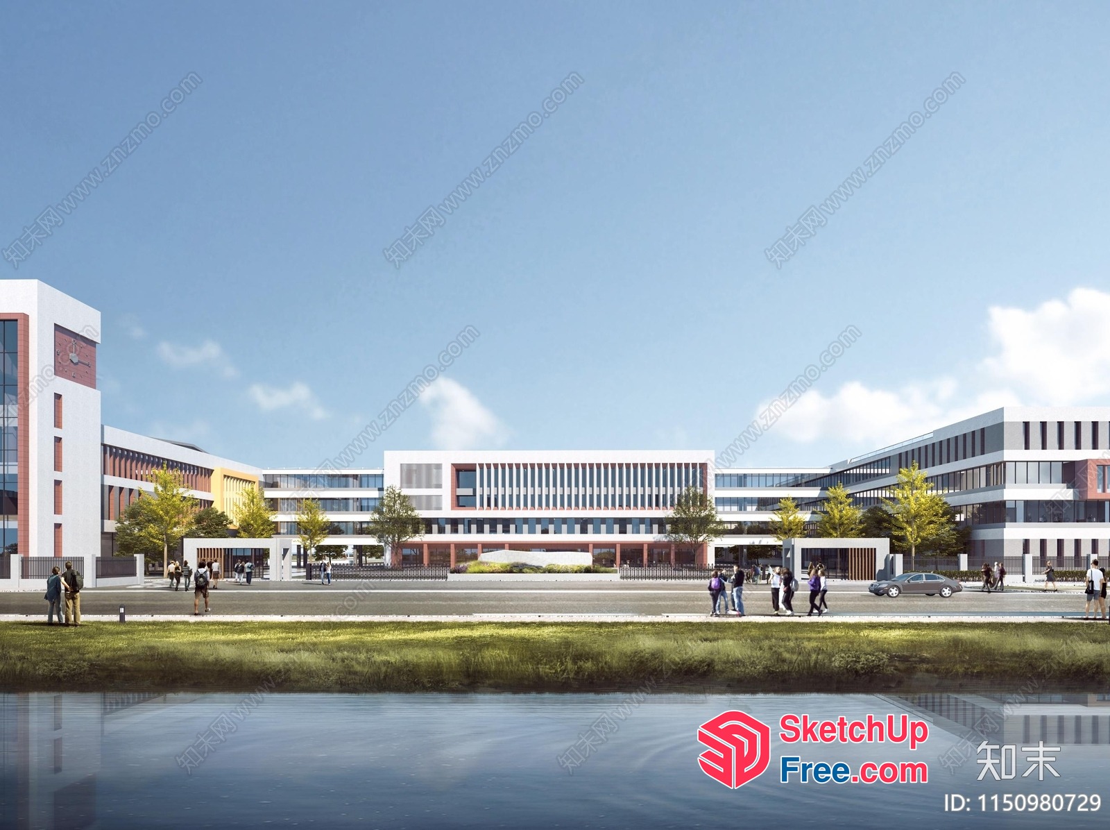 Modern Building Facade With Glass Curtain Wall And Elegant Architecture 3D SketchUp File