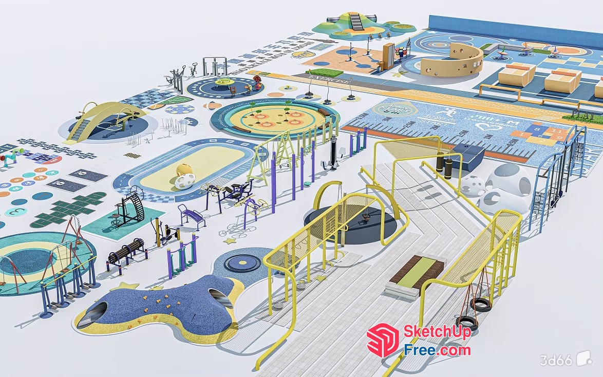 Vibrant Colorful Playground Equipment 3D SketchUp File