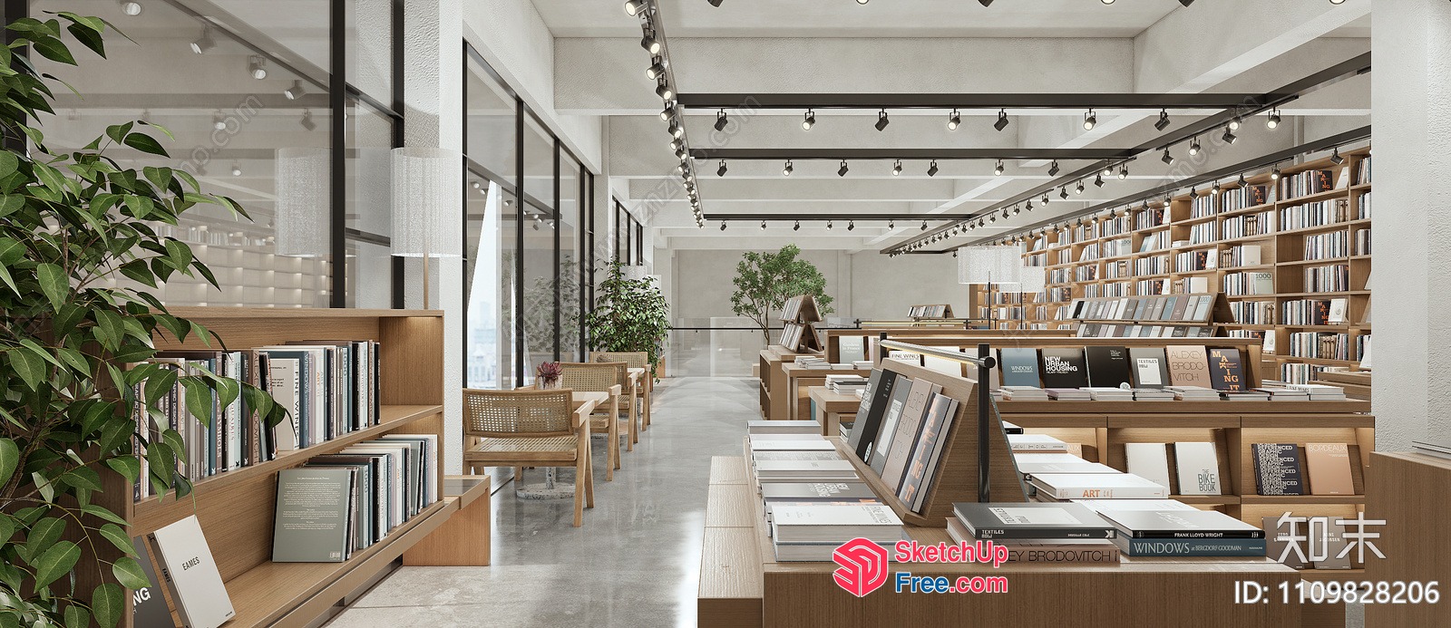 Modern Minimalist Library Interior 3D SketchUp File