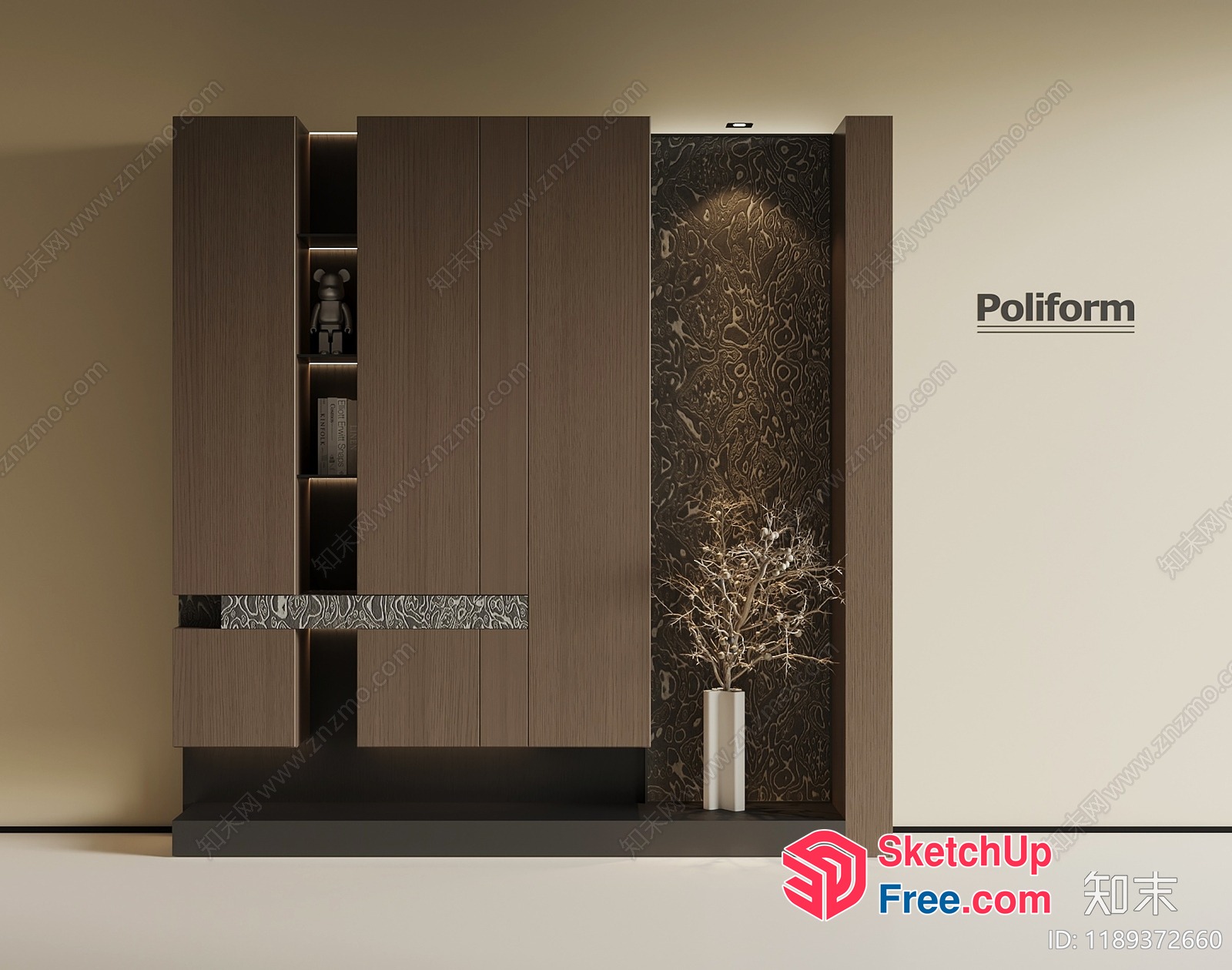 Elegant Modern Furniture With Brown And Creamy Style 3D SketchUp File