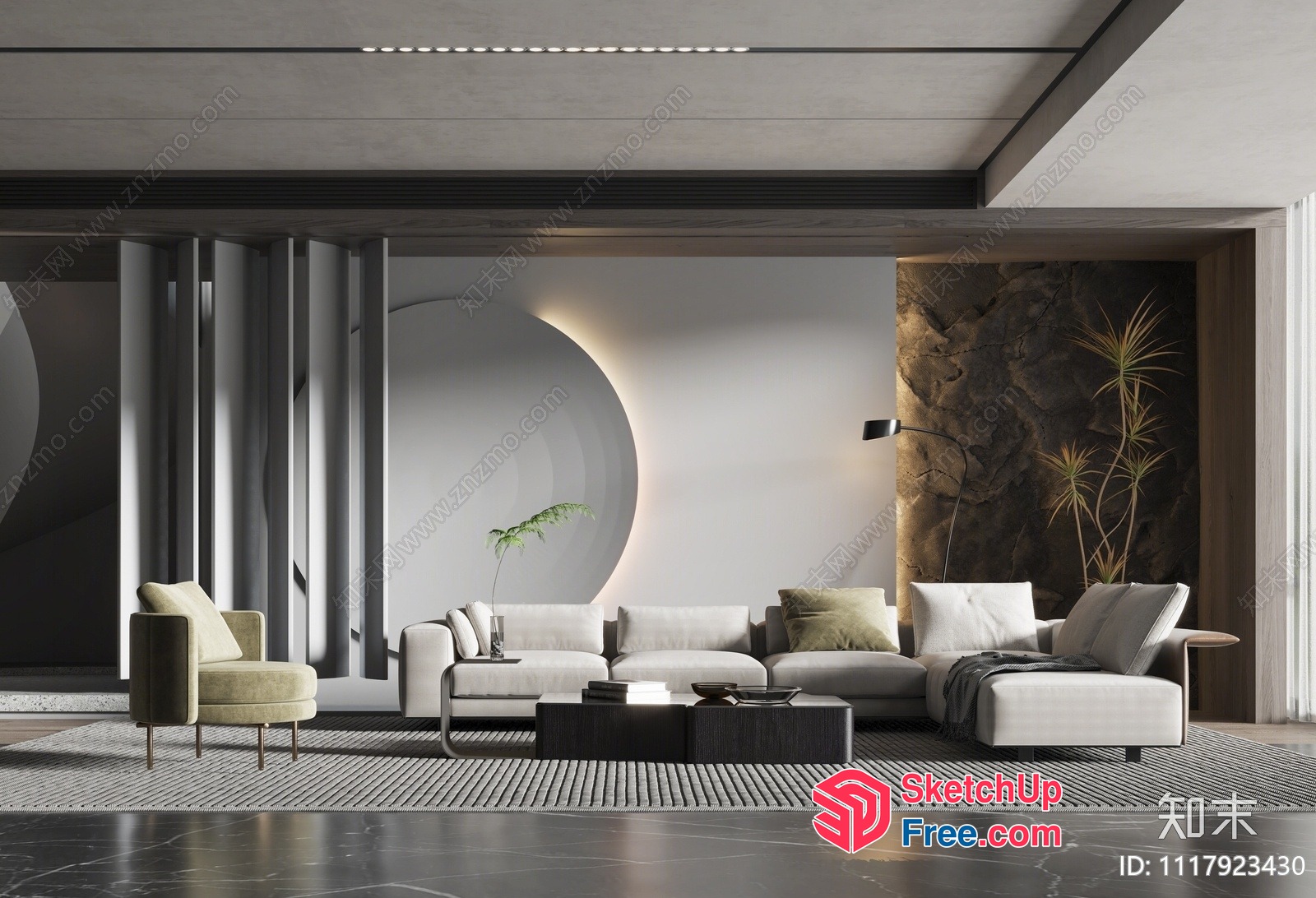 Modern Minimalist Living Room With Sleek Furniture 3D SketchUp File