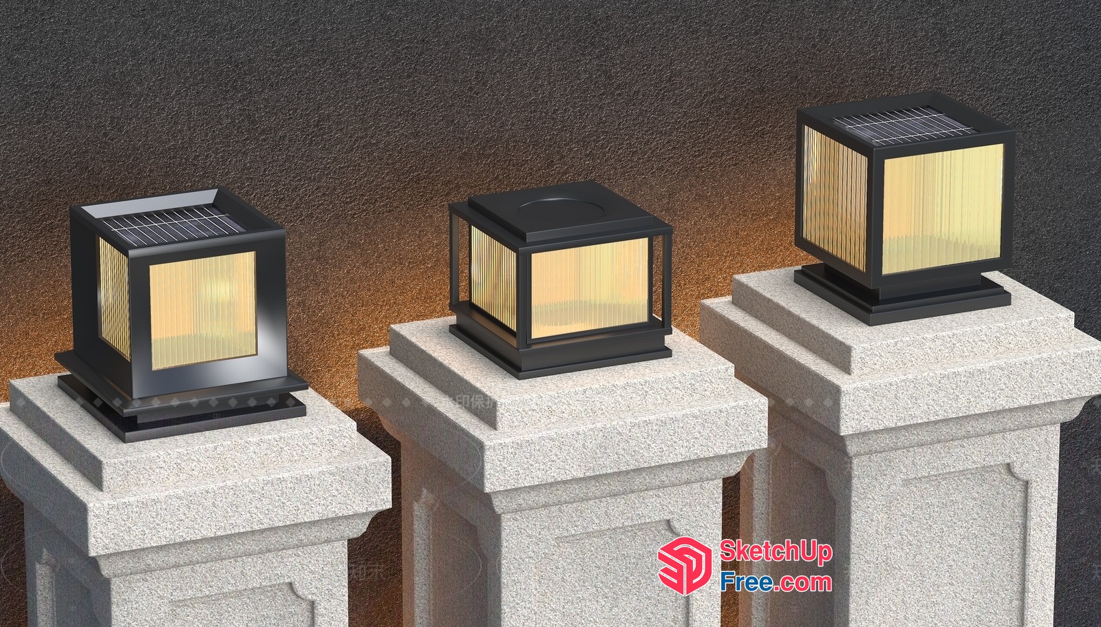 Black And Gold Pillars 3D SketchUp File