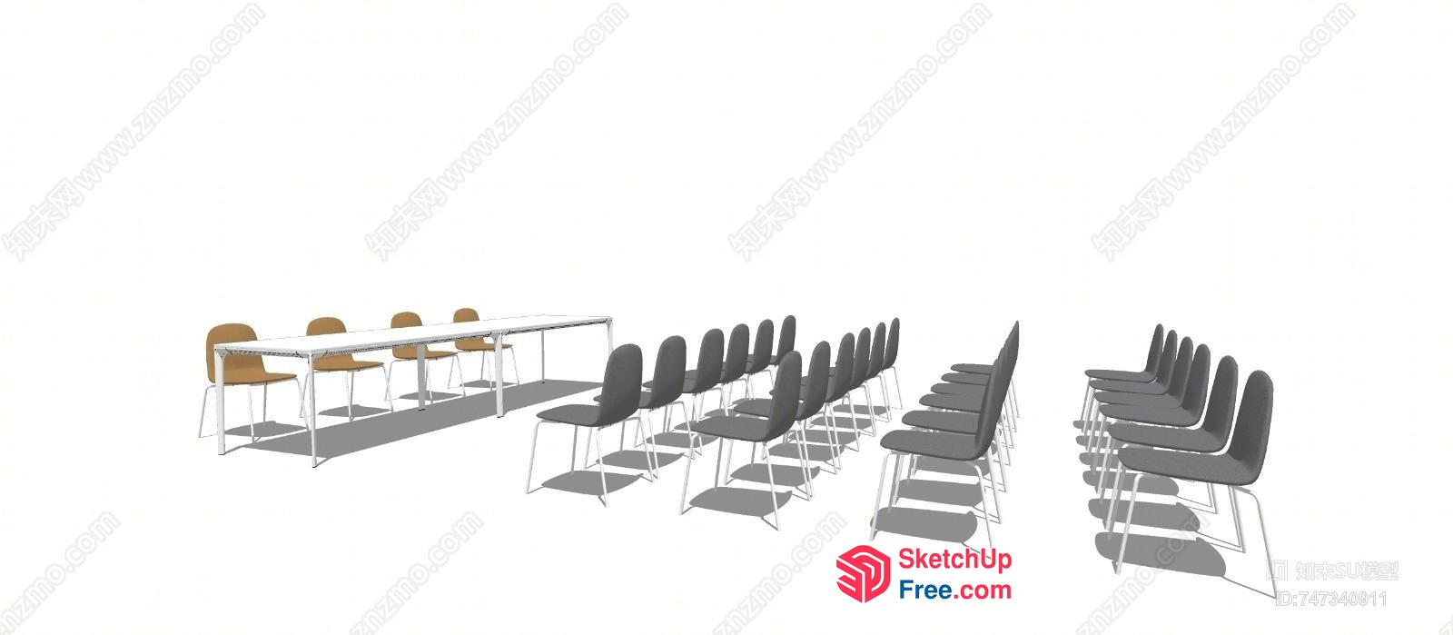 Modern Minimalist Office Conference Room Furniture 3D SketchUp File