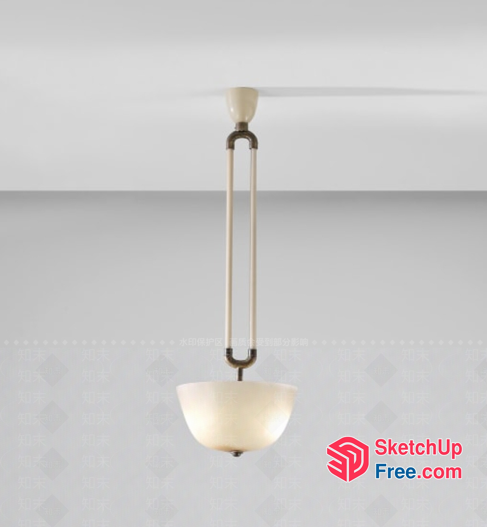 Hanging Light Fixture With Bowl-Shaped Shade 3D SketchUp File