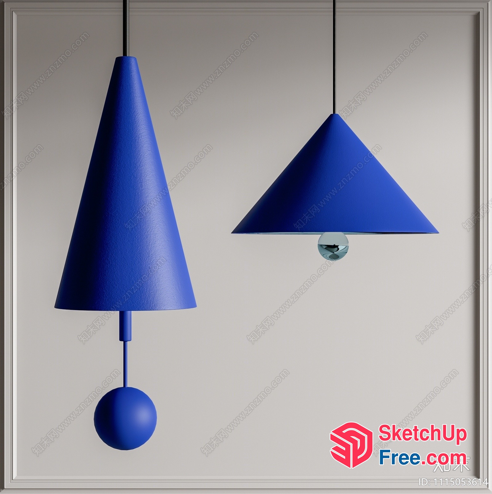 Two Blue Hanging Lamps 3D SketchUp File