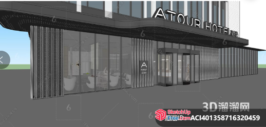 A Tourist Hotel Exterior 3D SketchUp File