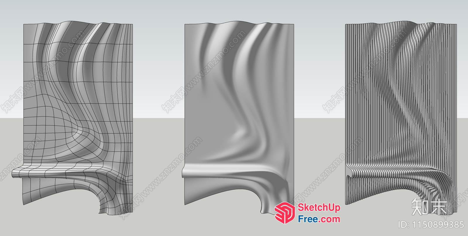 Three-Dimensional Wavy Wall Panels 3D SketchUp File