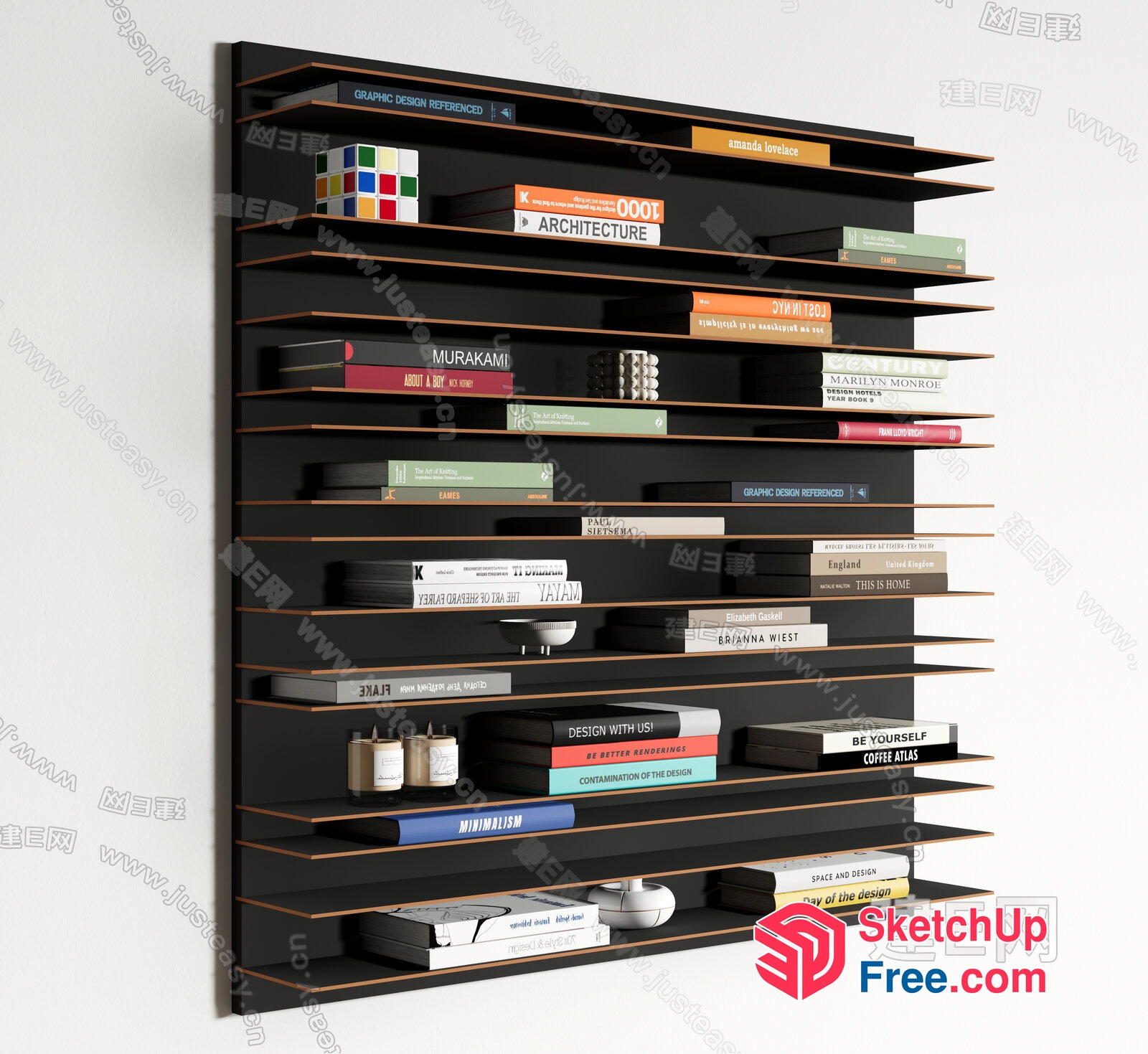 Modern Bookcase With Minimalist Bookshelf Design 3D SketchUp File