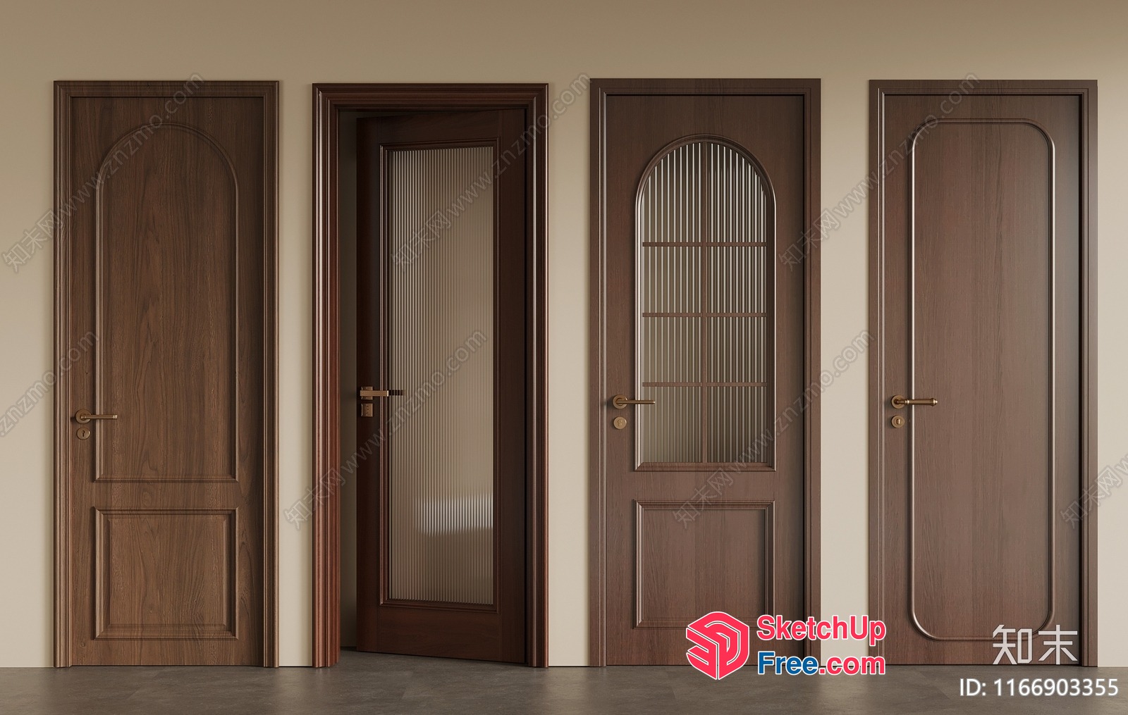 Four Doors With Distinct Styles And Ornate Hardware 3D SketchUp File