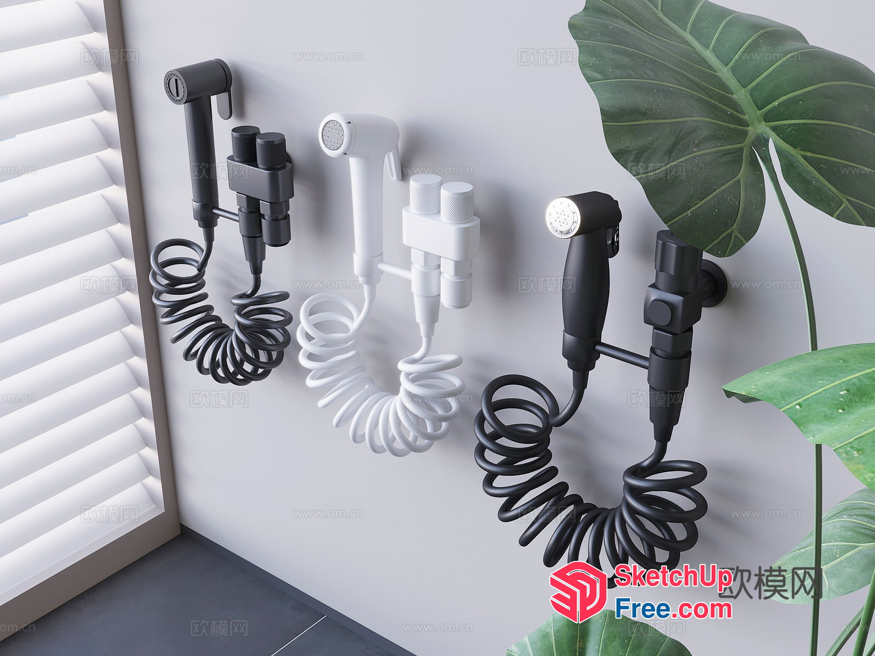 Wall-Mounted Hair Dryer And Shower Heads 3D SketchUp File