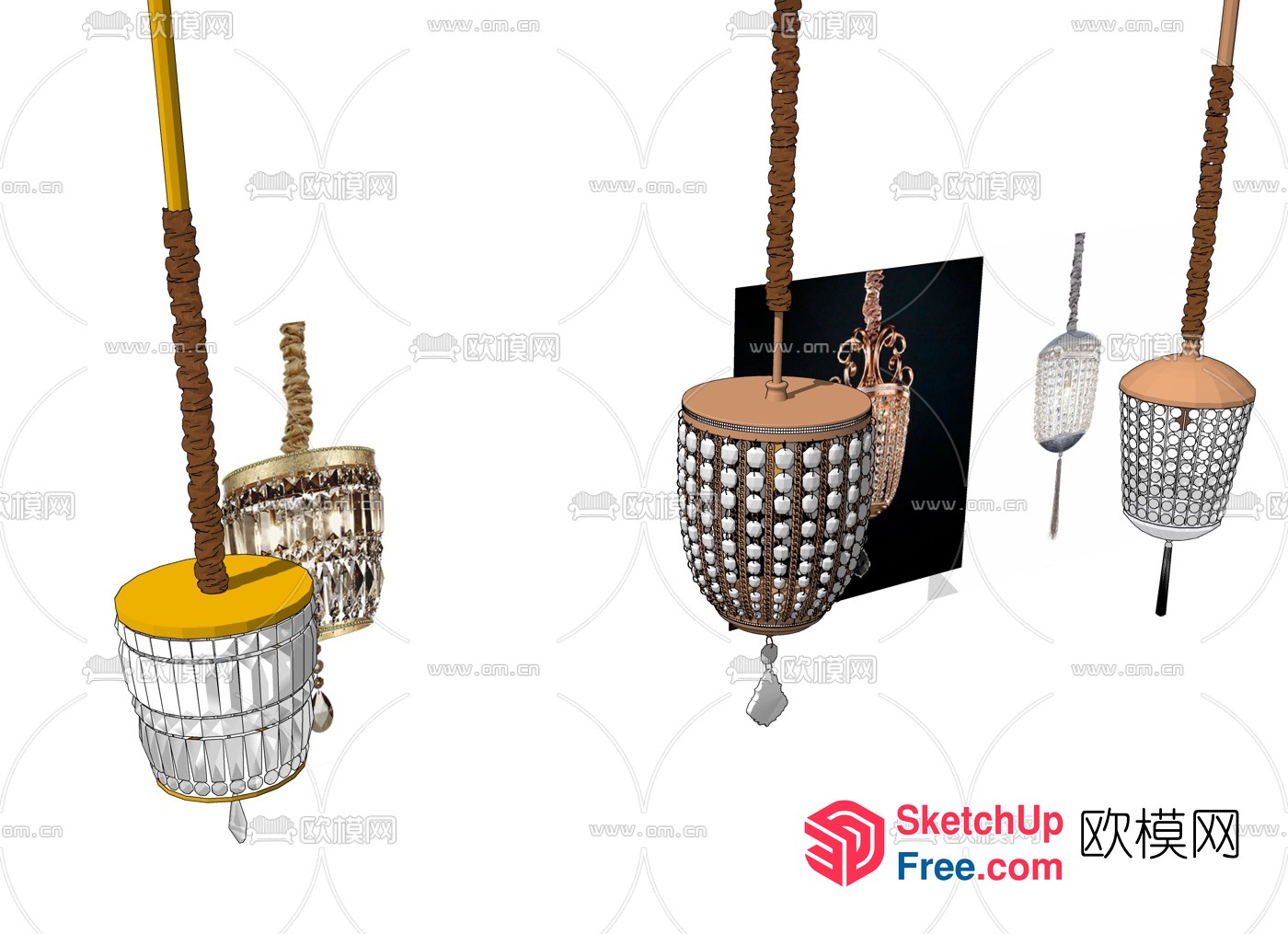 Crystal Chandeliers And Pendants 3D SketchUp File