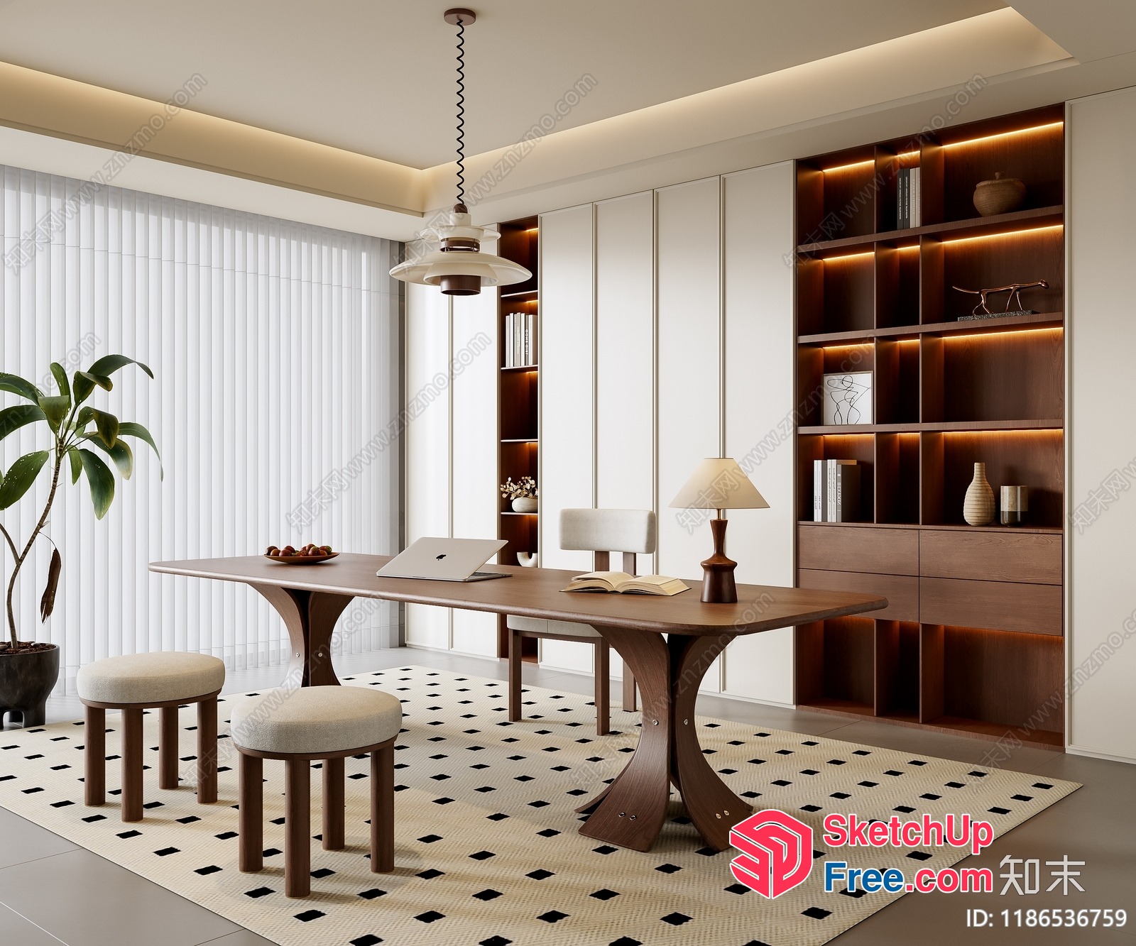 Elegant Modern Office Interior With Minimalist Style 3D SketchUp File