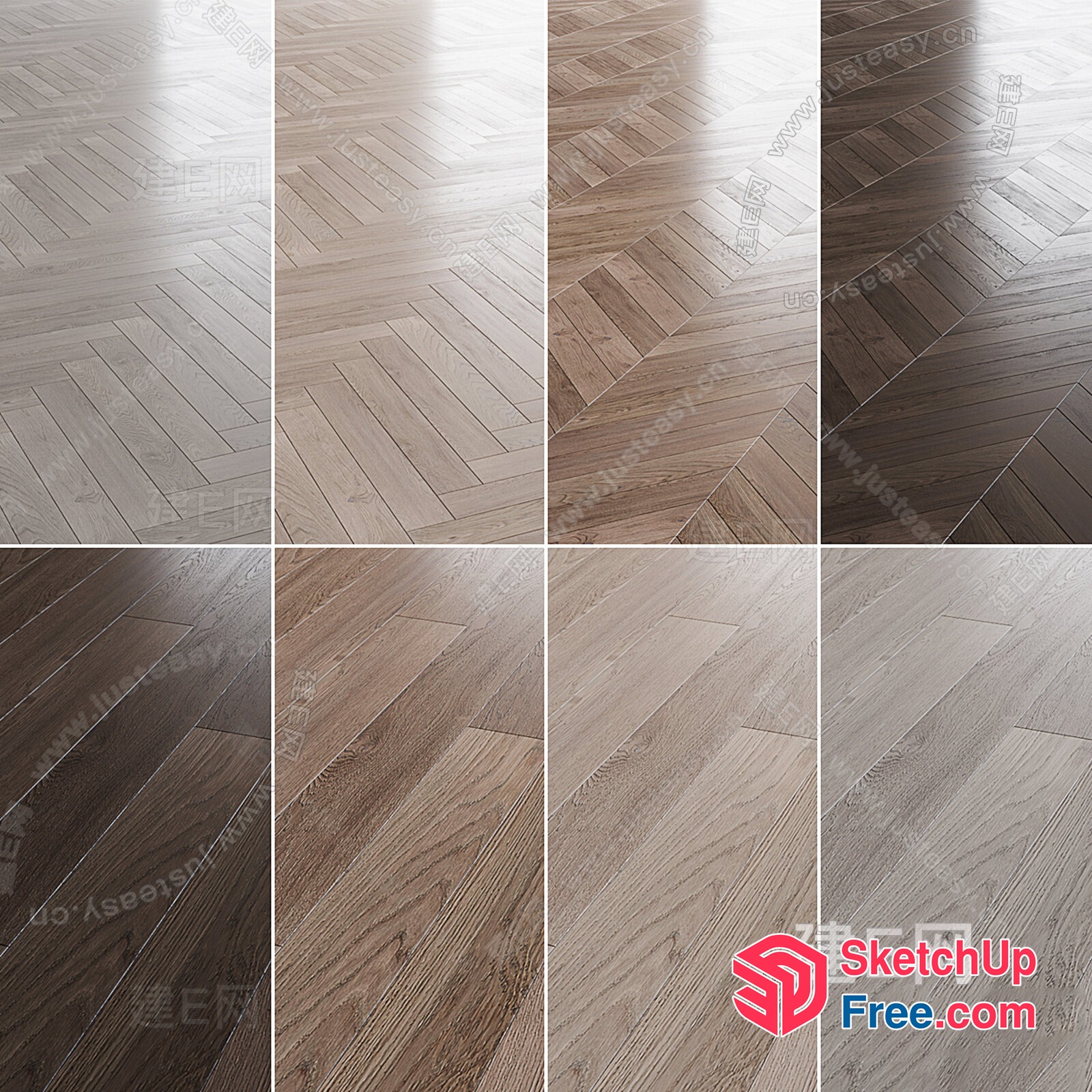 Herringbone Pattern Wooden Floor 3D SketchUp File