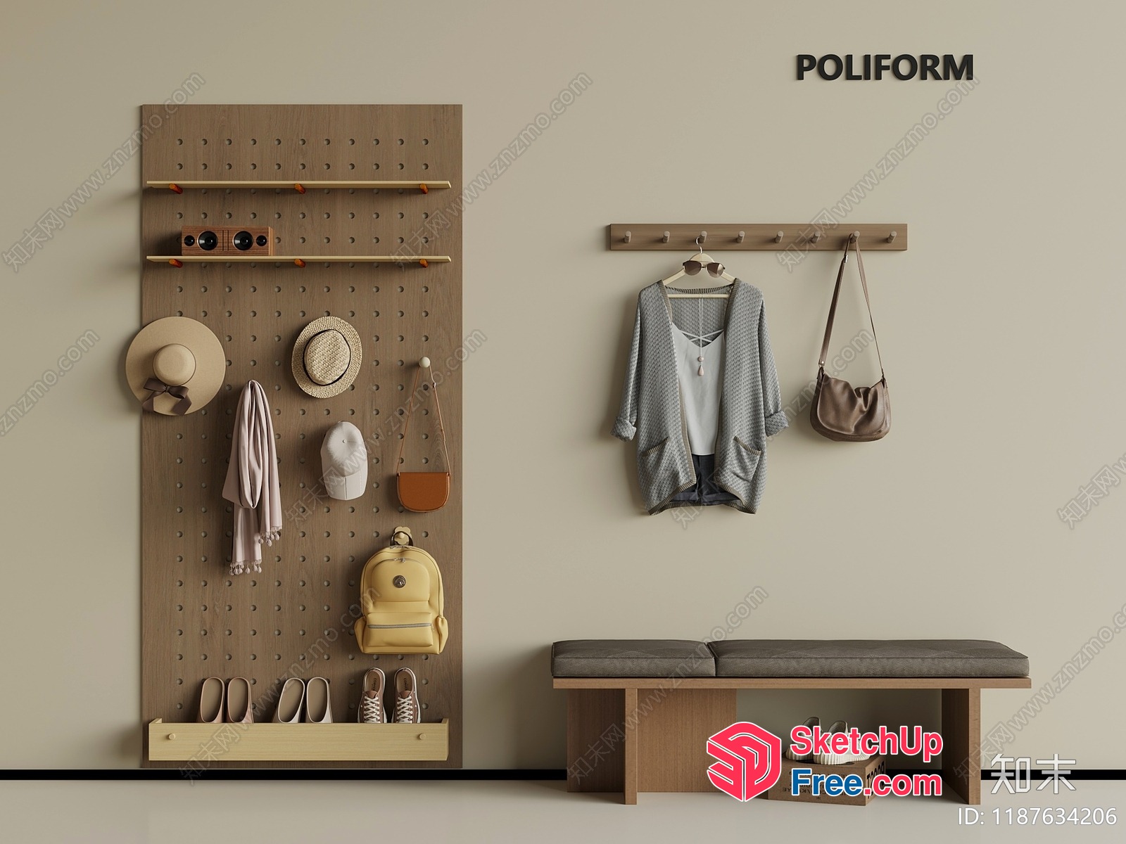 Modern Minimalist Entryway With Poliform Furniture 3D SketchUp File