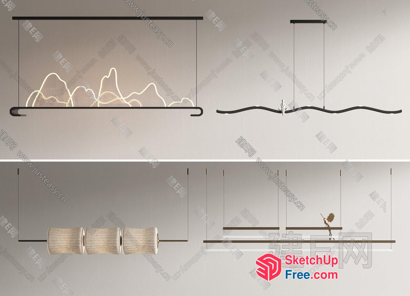 Minimalist Modern Hanging Light Fixtures 3D SketchUp File