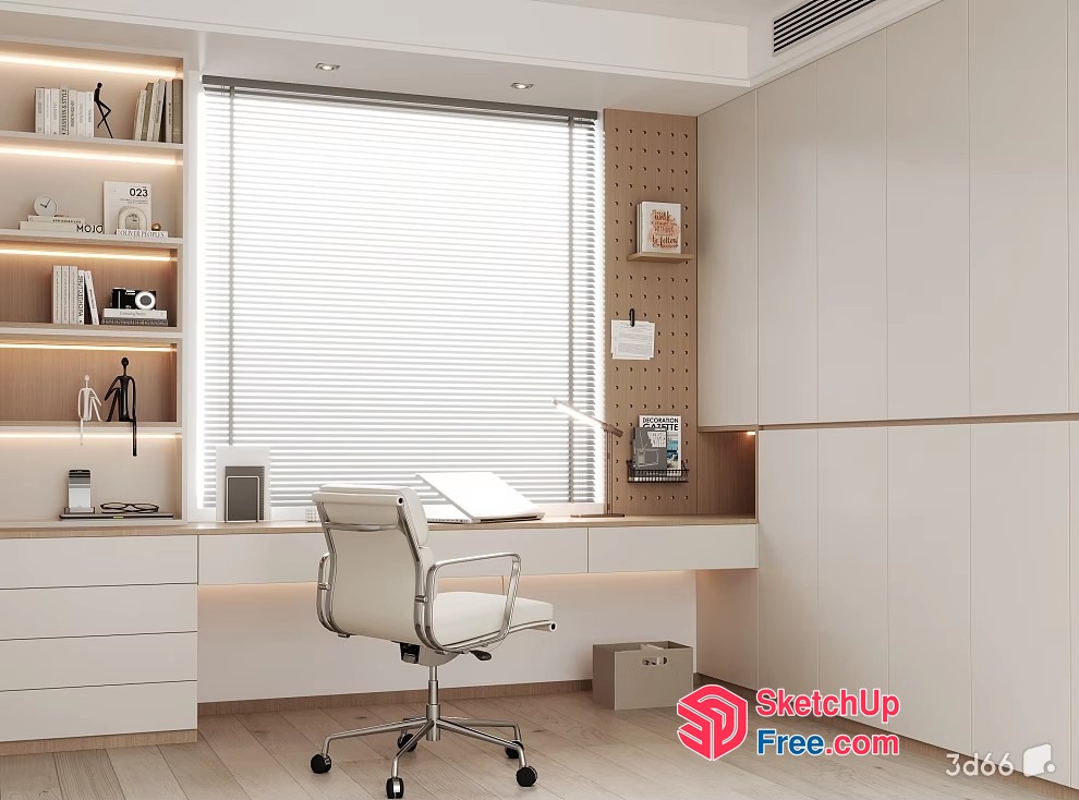Modern Minimalist Office Space With Natural Light 3D SketchUp File