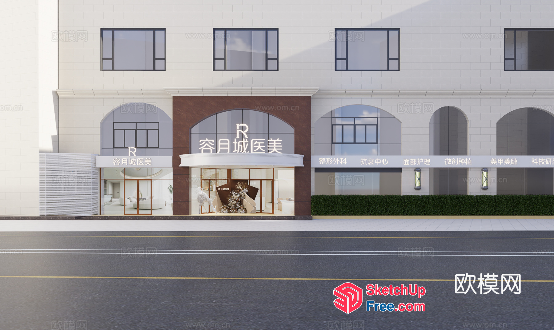 Exterior Building Facade With Storefront Display 3D SketchUp File