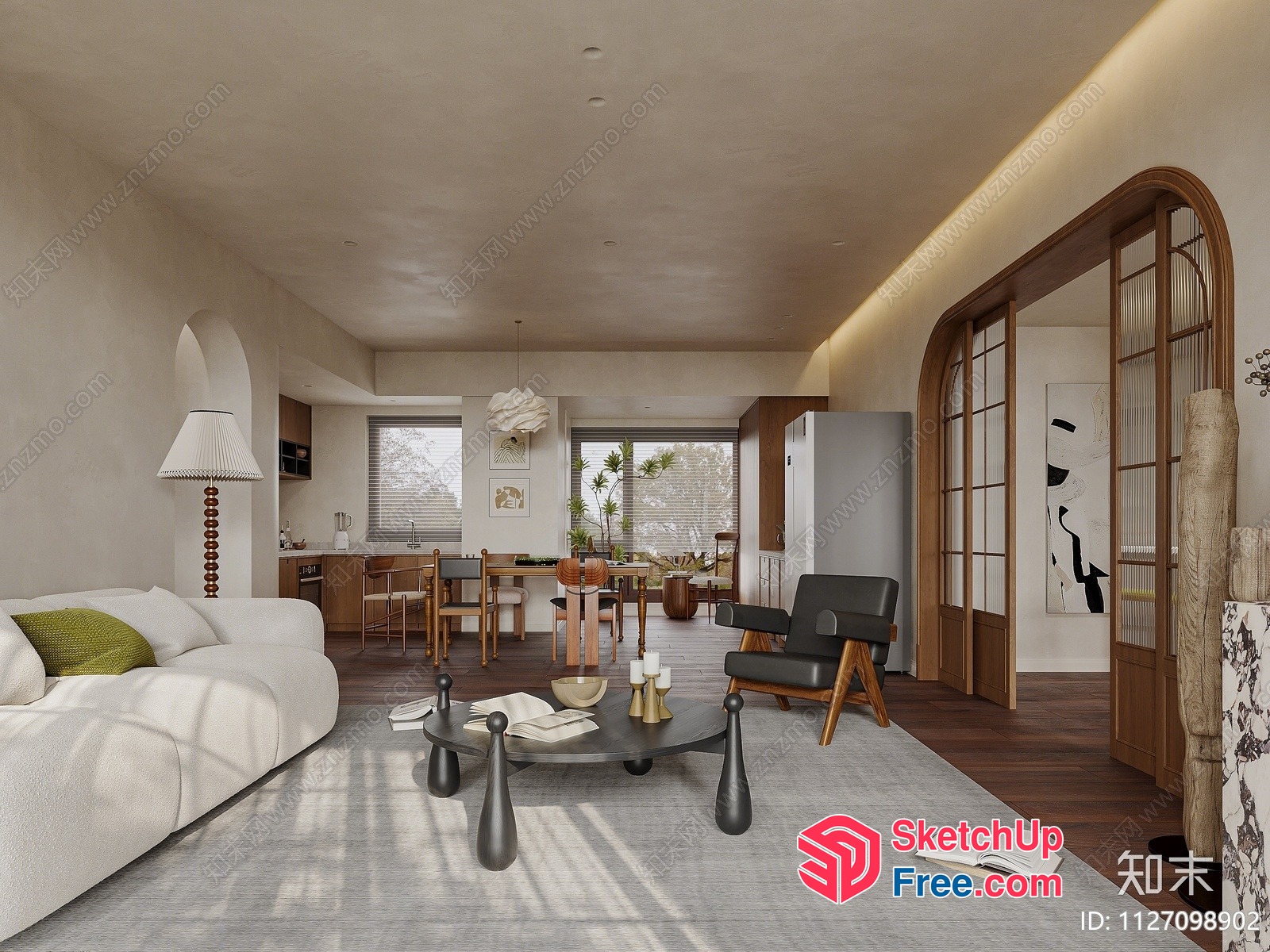 Modern Minimalist Japanese Style Living Room 3D SketchUp File
