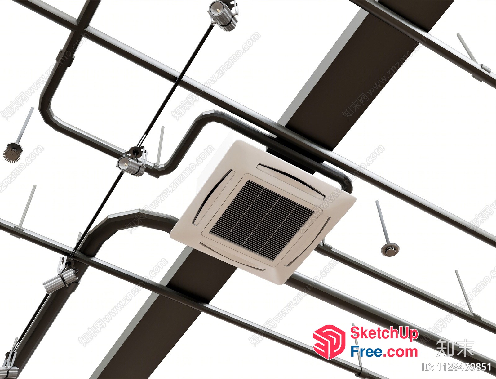 Ceiling Mounted Air Conditioning Unit With White And Black Components 3D SketchUp File