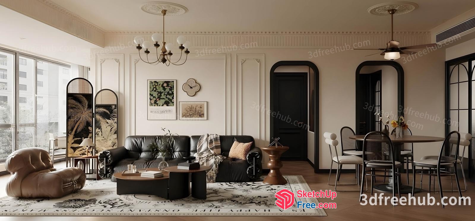 Elegant Living Room With A Blend Of Modern And Classic Elements 3D SketchUp File