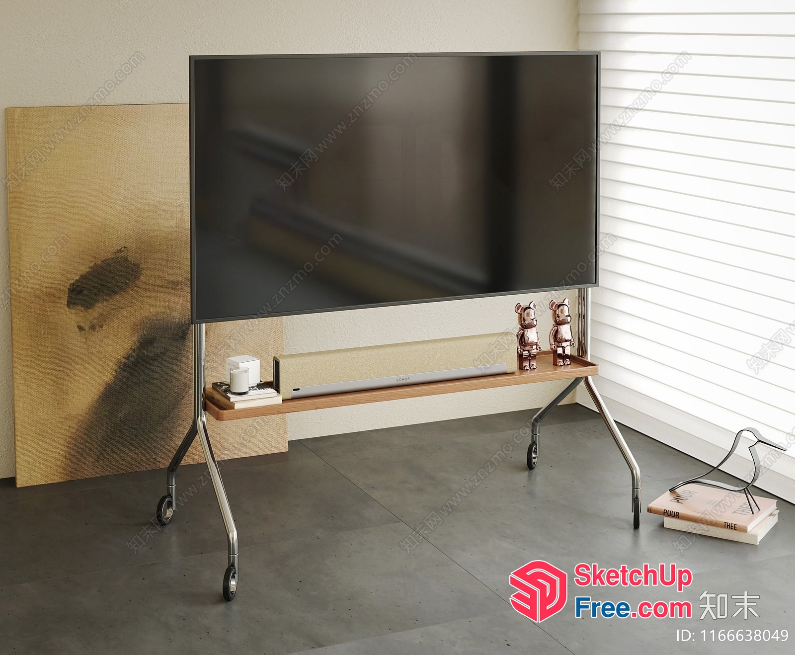 Minimalist Tv Stand With Shelf And Storage 3D SketchUp File