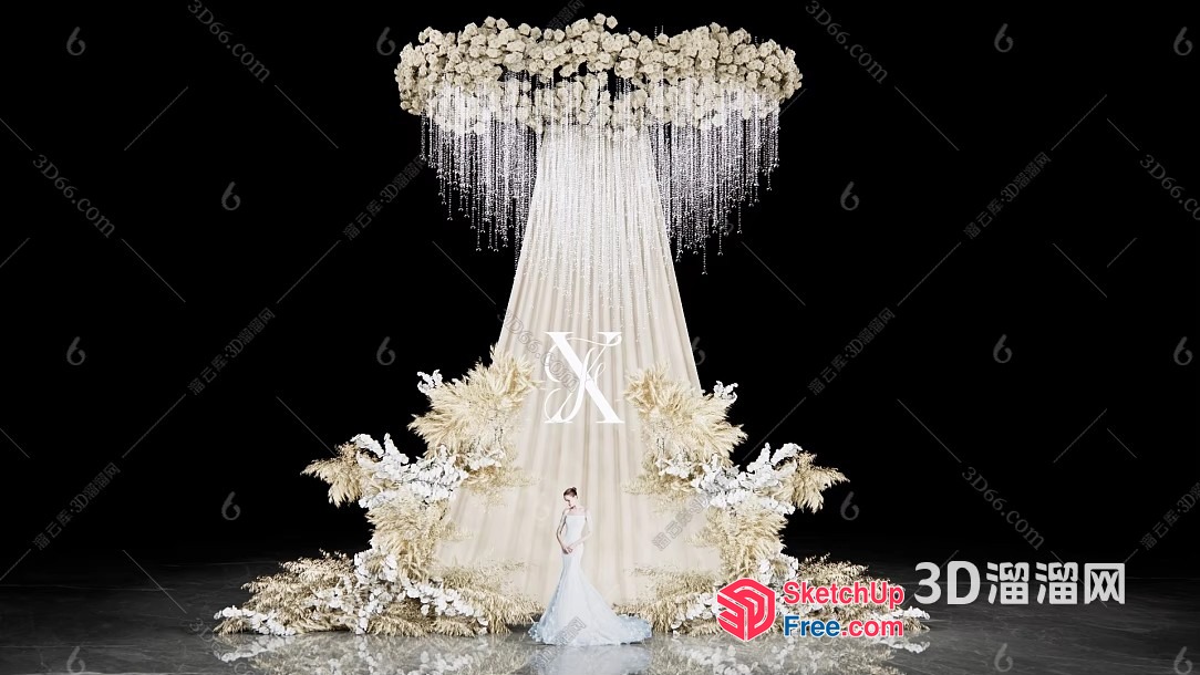 Elegant Wedding Decoration With Ornate Floral Arrangement 3D SketchUp File